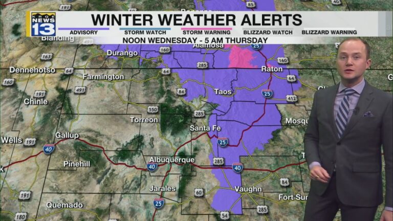 Зимний шторм в среду перенесется в Нью-Мексико